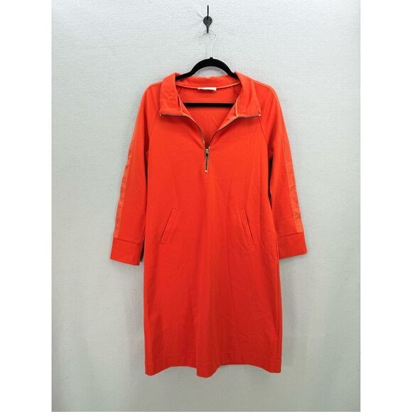 NWOT Dismero Made in Italy Womens Orange 3/4 Sleeve Zip Front Athletic Shirt Dre - Picture 1 of 12